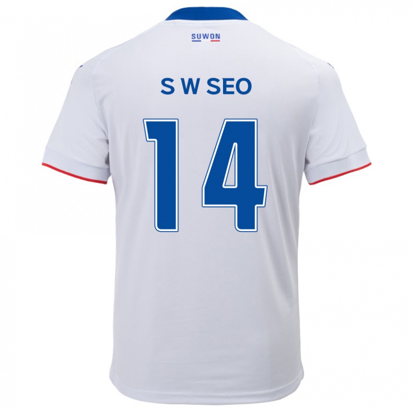 Kinder Woo-Seong Seo #14 Weiß Blau Auswärtstrikot Trikot 2024/25 T-Shirt Österreich