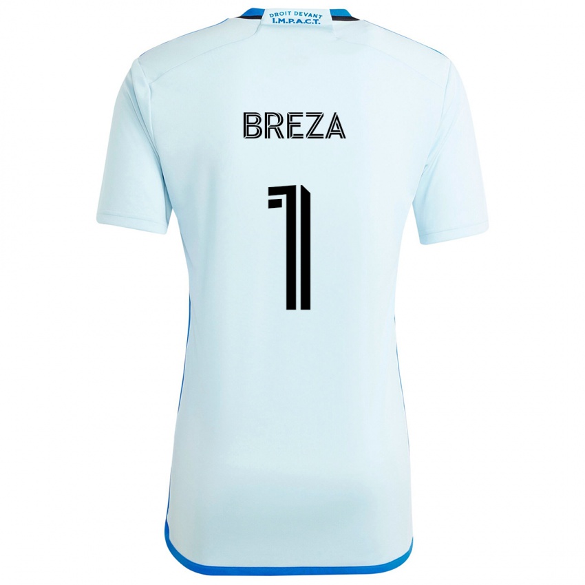 Kinder Sebastian Breza #1 Eisblau Auswärtstrikot Trikot 2024/25 T-Shirt Österreich