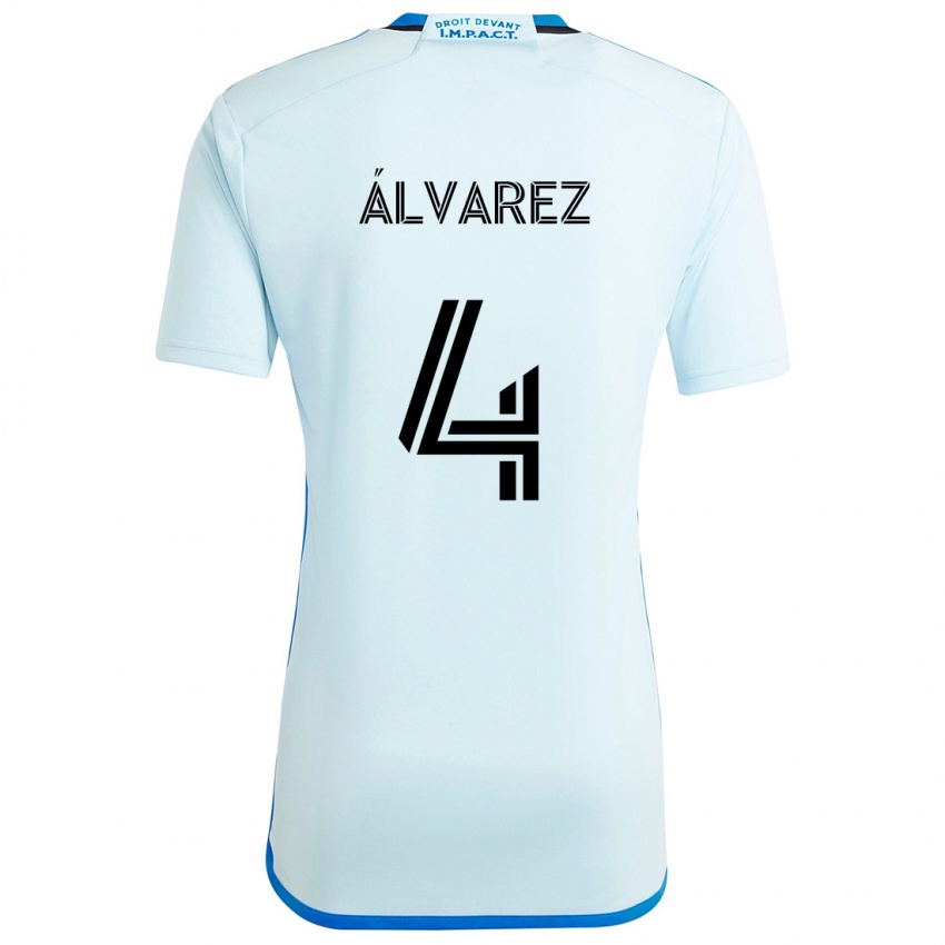 Kinder Fernando Álvarez #4 Eisblau Auswärtstrikot Trikot 2024/25 T-Shirt Österreich