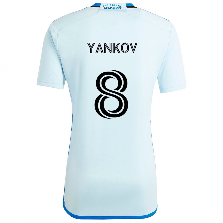 Kinder Dominik Yankov #8 Eisblau Auswärtstrikot Trikot 2024/25 T-Shirt Österreich