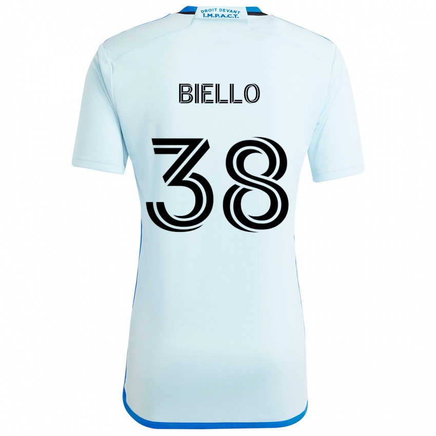 Kinder Alessandro Biello #38 Eisblau Auswärtstrikot Trikot 2024/25 T-Shirt Österreich