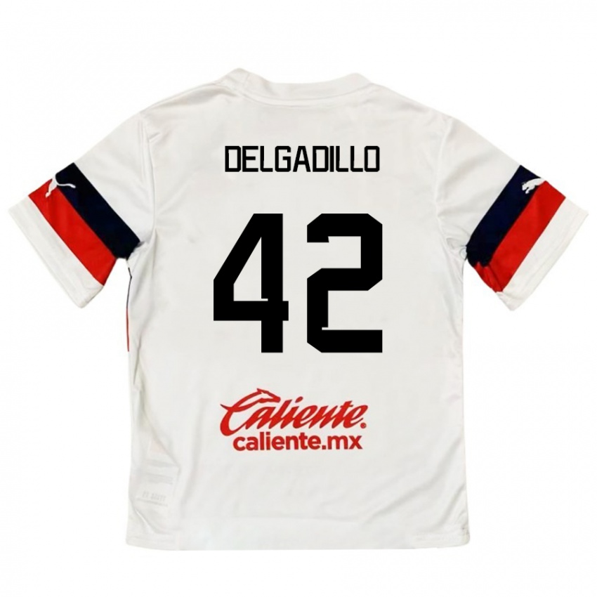 Kinder Diego Delgadillo #42 Weiß Rot Auswärtstrikot Trikot 2024/25 T-Shirt Österreich