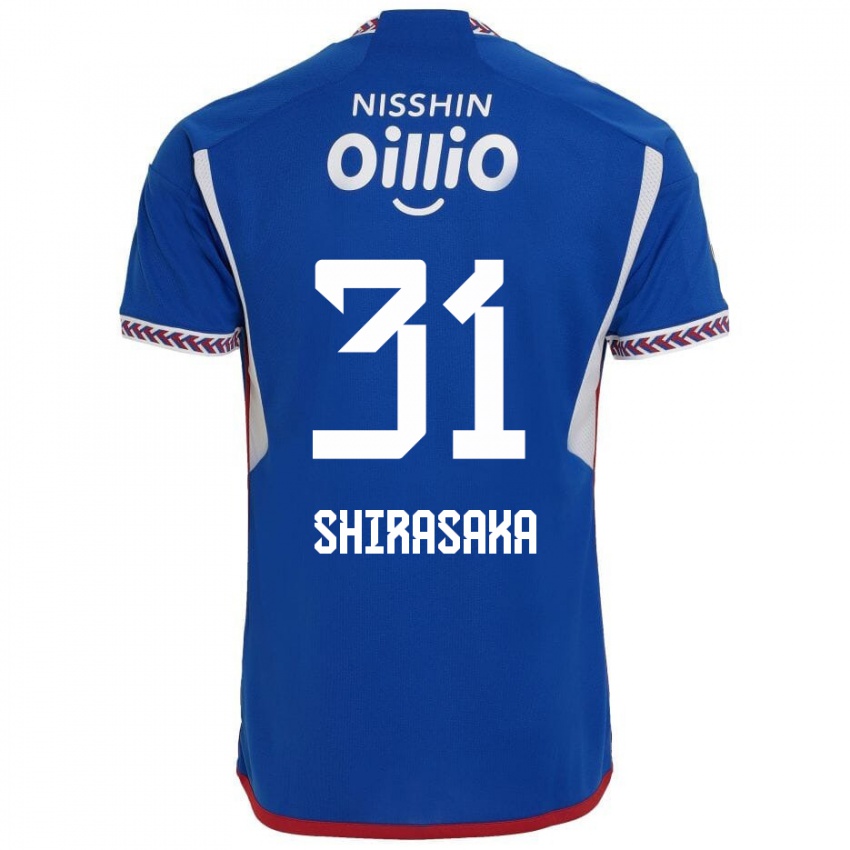 Herren Fuma Shirasaka #31 Blau Weiß Rot Heimtrikot Trikot 2024/25 T-Shirt Österreich