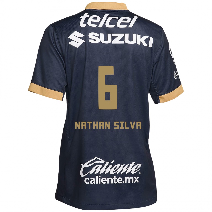 Herren Nathan Silva #6 Obsidian Gold Weiß Auswärtstrikot Trikot 2024/25 T-Shirt Österreich