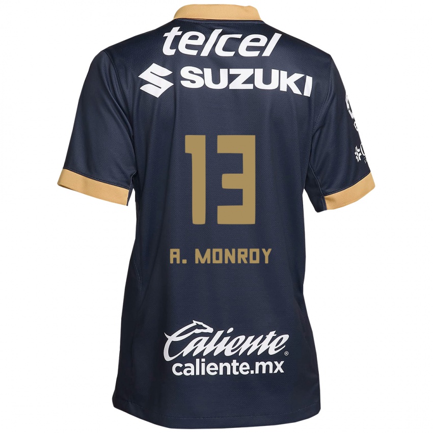 Herren Pablo Monroy #13 Obsidian Gold Weiß Auswärtstrikot Trikot 2024/25 T-Shirt Österreich