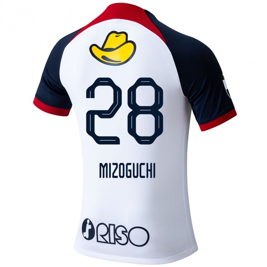 Herren Shuhei Mizoguchi #28 Weiß Blau Rot Auswärtstrikot Trikot 2024/25 T-Shirt Österreich