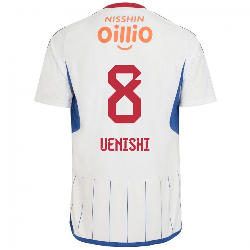 Herren Haruki Uenishi #8 Weiß Blau Rot Auswärtstrikot Trikot 2024/25 T-Shirt Österreich