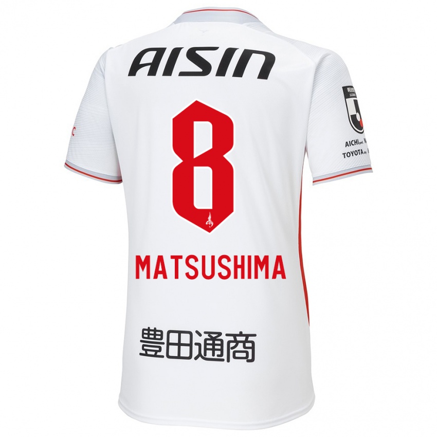 Herren Kosei Matsushima #8 Weiß Gelb Rot Auswärtstrikot Trikot 2024/25 T-Shirt Österreich