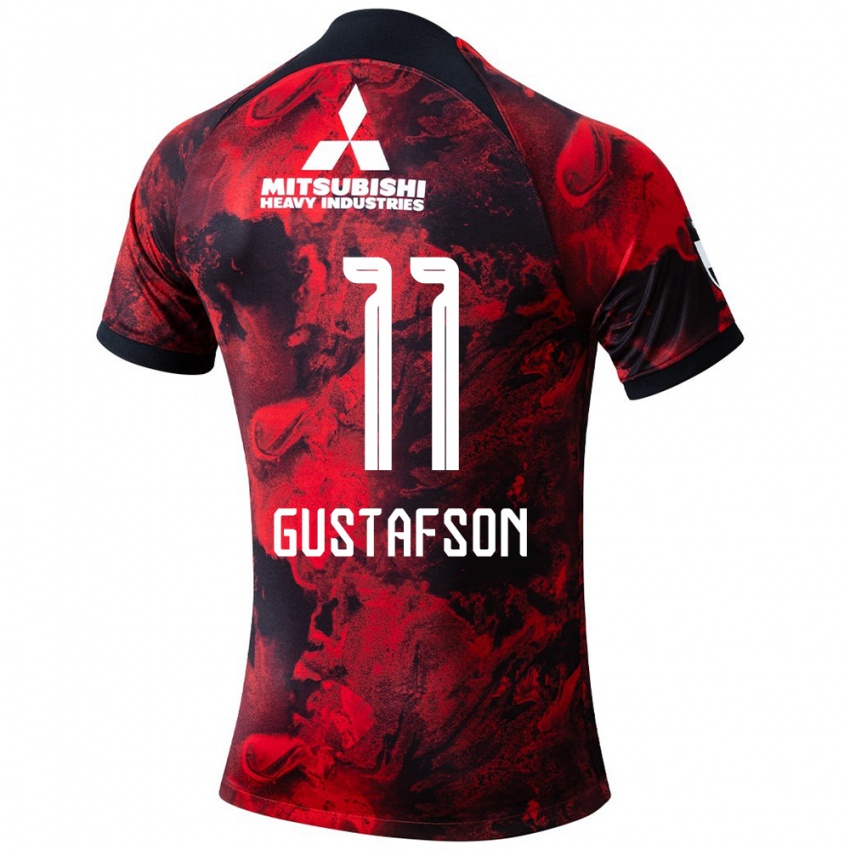 Damen Samuel Gustafson #11 Rot Schwarz Heimtrikot Trikot 2024/25 T-Shirt Österreich