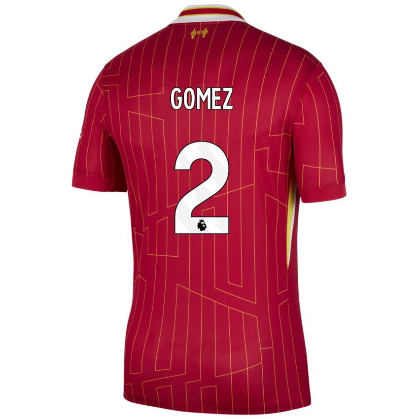 Kinder Joe Gomez #2 Rot Gelb Weiß Heimtrikot Trikot 2024/25 T-Shirt Österreich