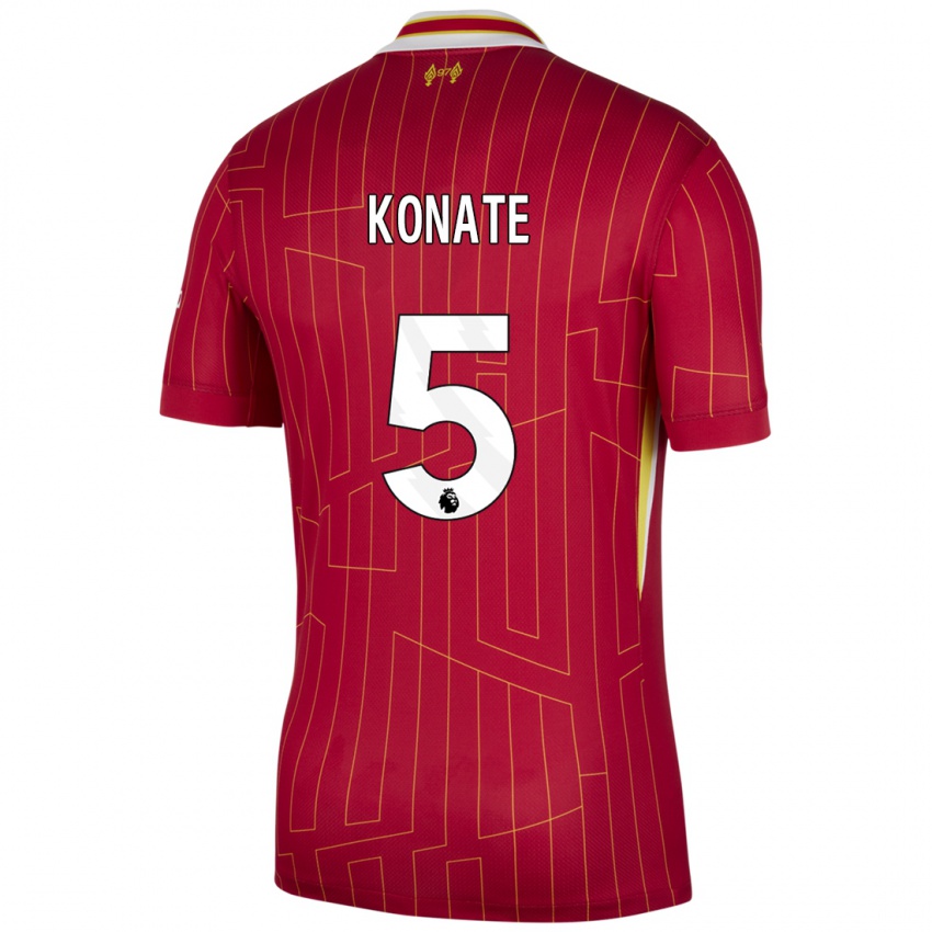 Kinder Ibrahima Konate #5 Rot Gelb Weiß Heimtrikot Trikot 2024/25 T-Shirt Österreich