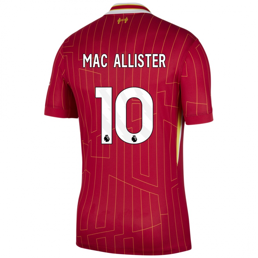 Kinder Alexis Mac Allister #10 Rot Gelb Weiß Heimtrikot Trikot 2024/25 T-Shirt Österreich