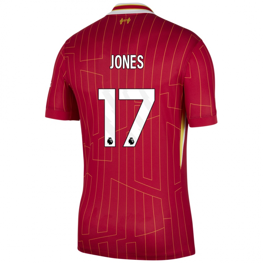 Kinder Curtis Jones #17 Rot Gelb Weiß Heimtrikot Trikot 2024/25 T-Shirt Österreich