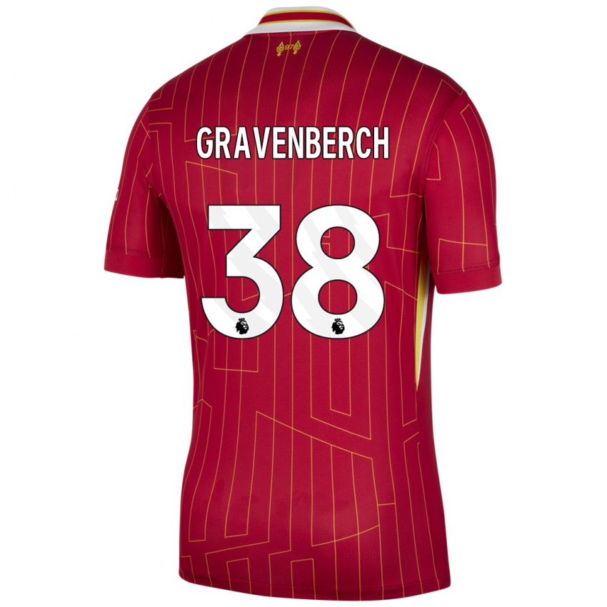 Kinder Ryan Gravenberch #38 Rot Gelb Weiß Heimtrikot Trikot 2024/25 T-Shirt Österreich