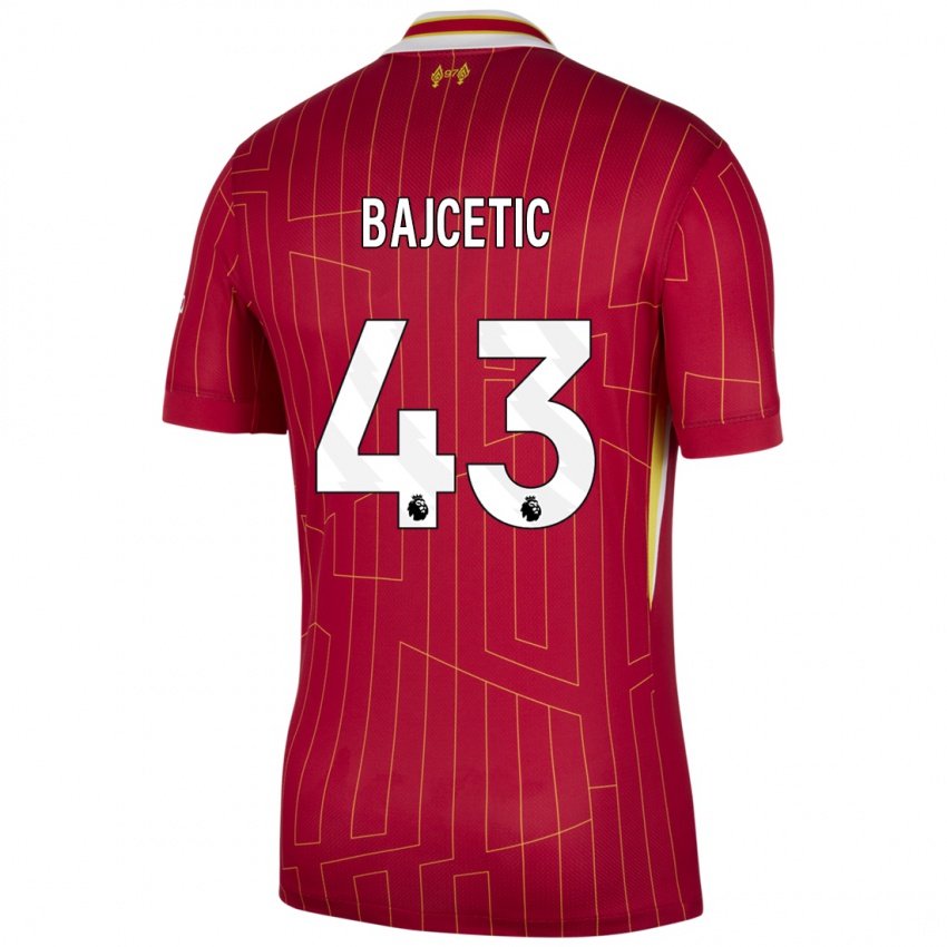 Kinder Stefan Bajcetic #43 Rot Gelb Weiß Heimtrikot Trikot 2024/25 T-Shirt Österreich