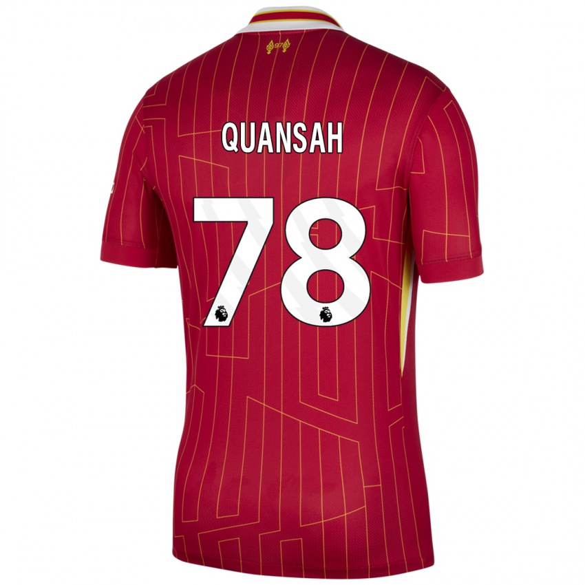 Kinder Jarell Quansah #78 Rot Gelb Weiß Heimtrikot Trikot 2024/25 T-Shirt Österreich