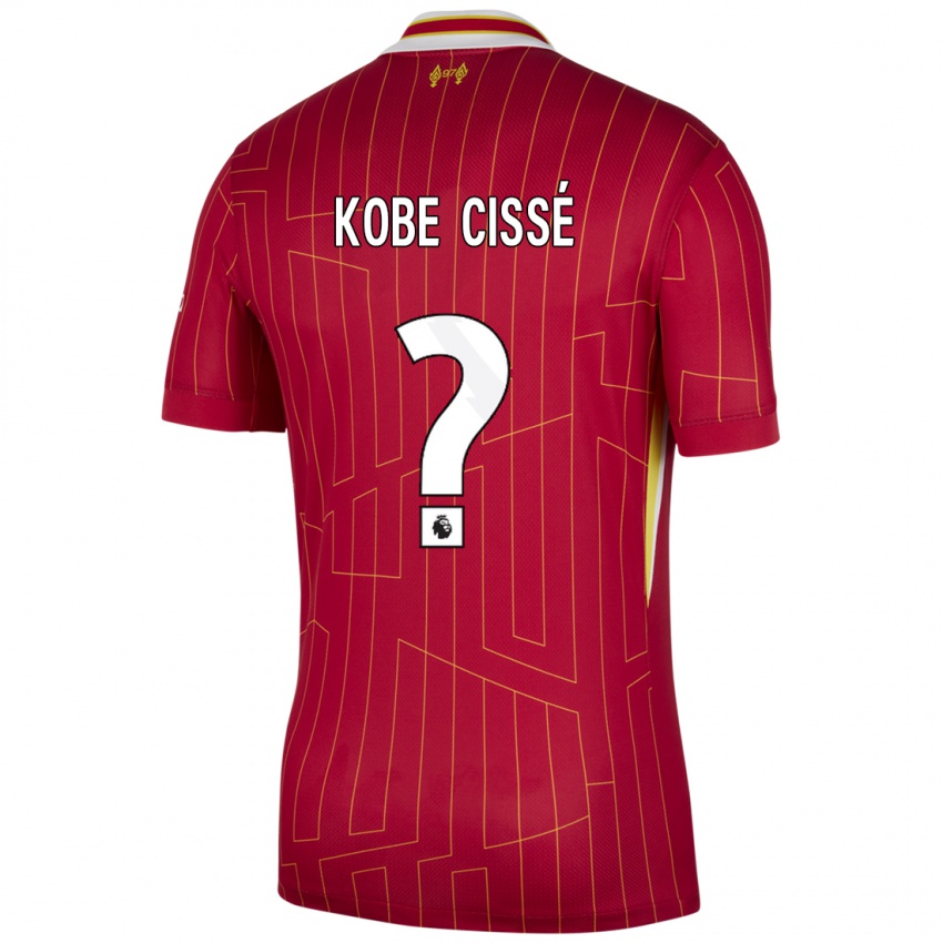 Kinder Prince Kobe Cissé #0 Rot Gelb Weiß Heimtrikot Trikot 2024/25 T-Shirt Österreich