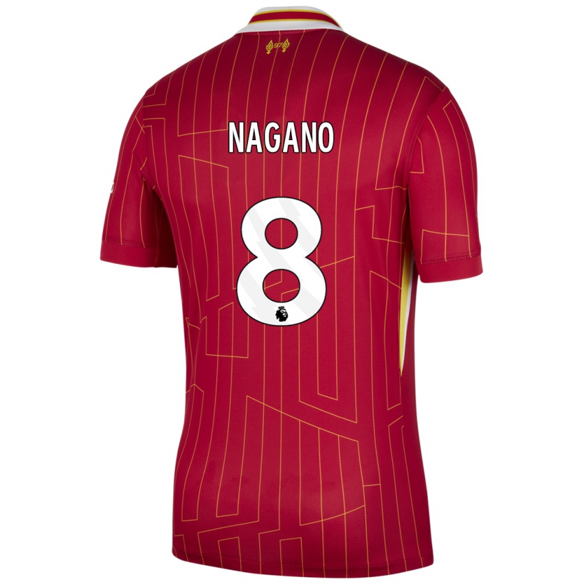 Kinder Fūka Nagano #8 Rot Gelb Weiß Heimtrikot Trikot 2024/25 T-Shirt Österreich