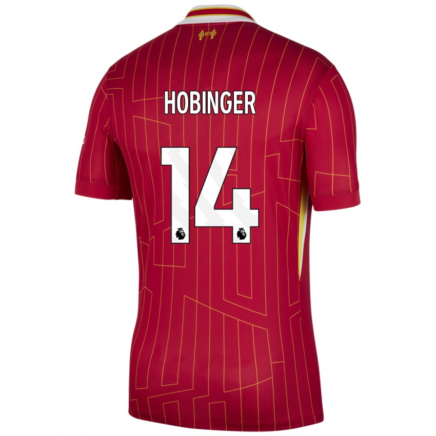 Kinder Marie Höbinger #14 Rot Gelb Weiß Heimtrikot Trikot 2024/25 T-Shirt Österreich