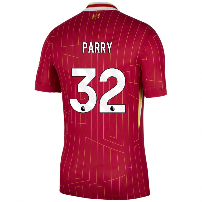 Kinder Lucy Parry #32 Rot Gelb Weiß Heimtrikot Trikot 2024/25 T-Shirt Österreich