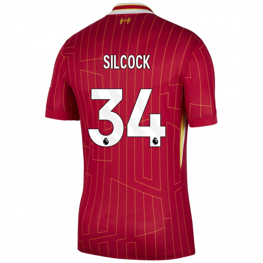 Kinder Hannah Silcock #34 Rot Gelb Weiß Heimtrikot Trikot 2024/25 T-Shirt Österreich