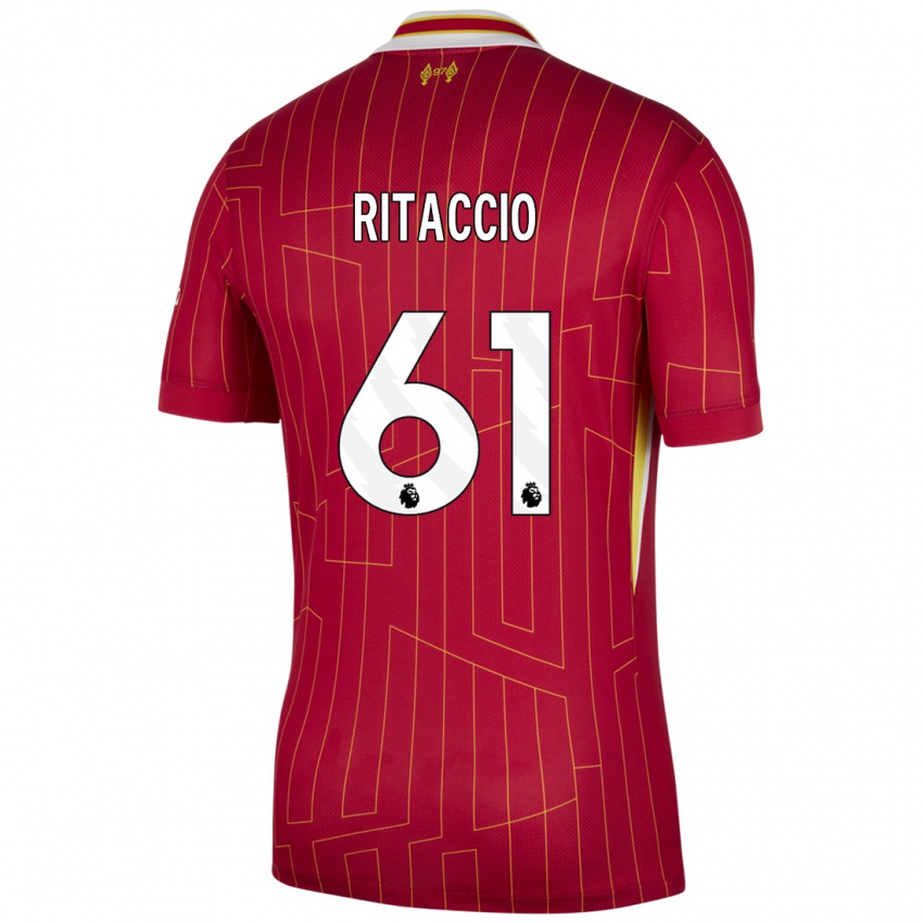 Kinder Matteo Ritaccio #61 Rot Gelb Weiß Heimtrikot Trikot 2024/25 T-Shirt Österreich