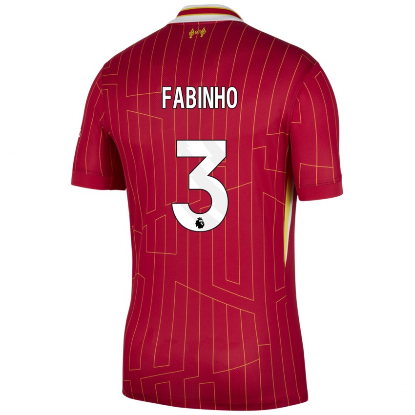 Kinder Fabinho #3 Rot Gelb Weiß Heimtrikot Trikot 2024/25 T-Shirt Österreich