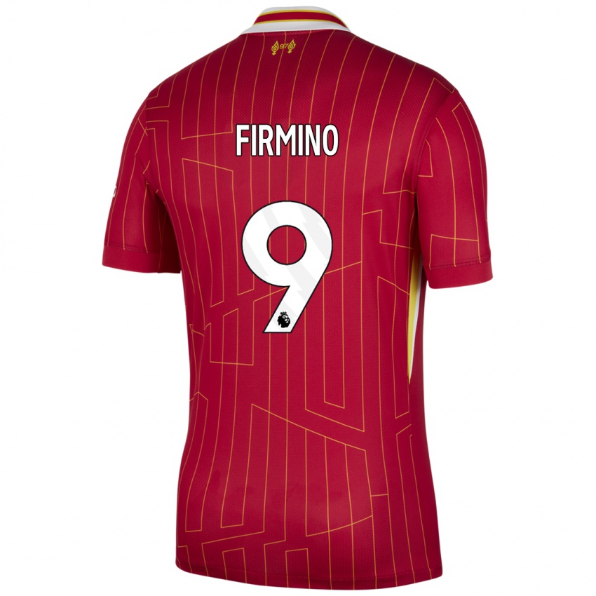 Kinder Roberto Firmino #9 Rot Gelb Weiß Heimtrikot Trikot 2024/25 T-Shirt Österreich