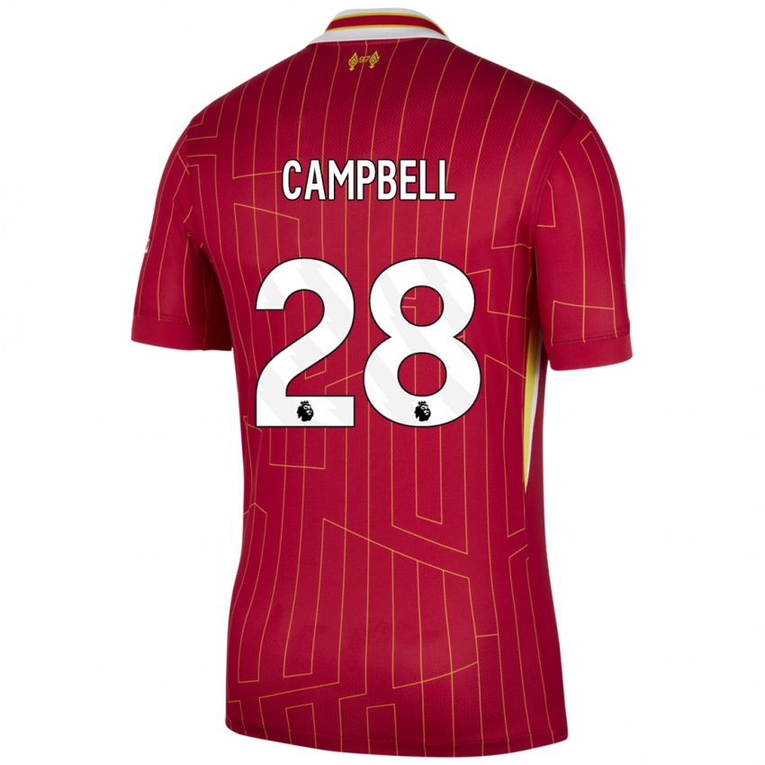 Kinder Megan Campbell #28 Rot Gelb Weiß Heimtrikot Trikot 2024/25 T-Shirt Österreich