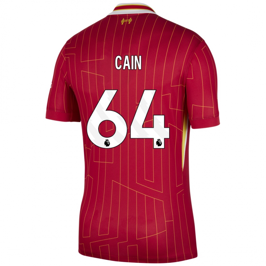 Kinder Jake Cain #64 Rot Gelb Weiß Heimtrikot Trikot 2024/25 T-Shirt Österreich