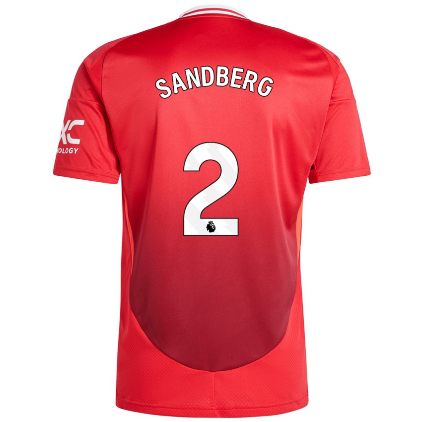 Kinder Anna Sandberg #2 Hellrot Heimtrikot Trikot 2024/25 T-Shirt Österreich