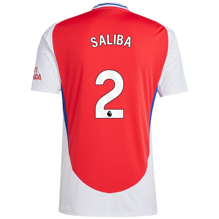 Kinder William Saliba #2 Rot Weiß Heimtrikot Trikot 2024/25 T-Shirt Österreich