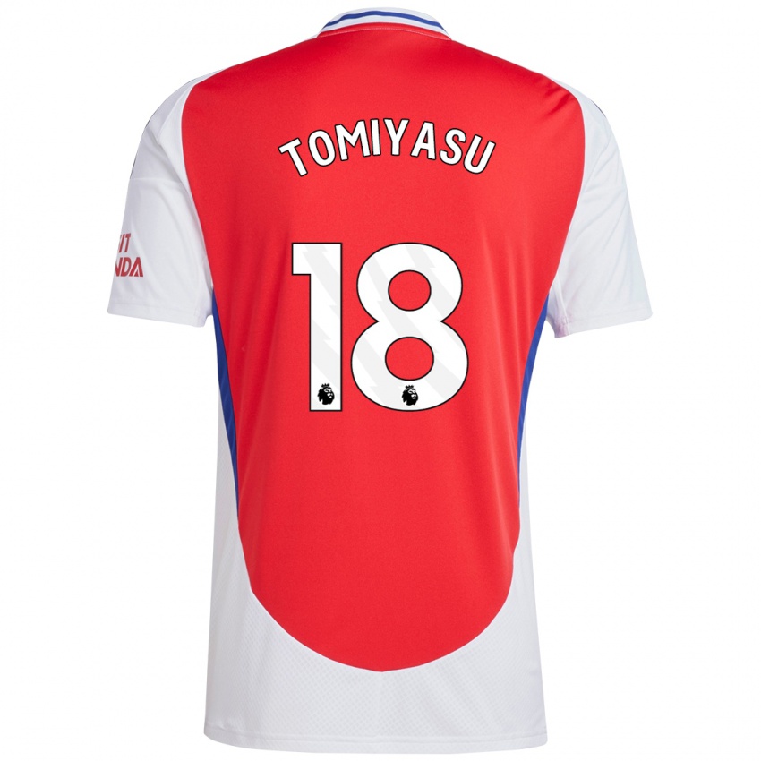 Kinder Takehiro Tomiyasu #18 Rot Weiß Heimtrikot Trikot 2024/25 T-Shirt Österreich