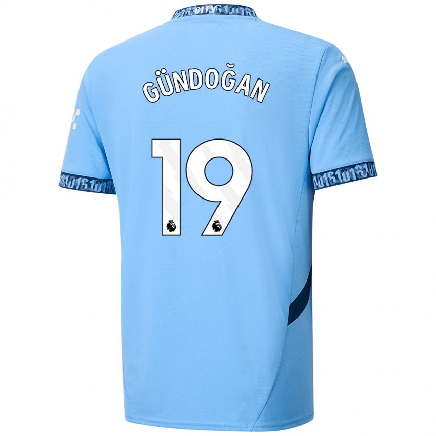 Kinder Ilkay Gundogan #19 Marineblau Heimtrikot Trikot 2024/25 T-Shirt Österreich