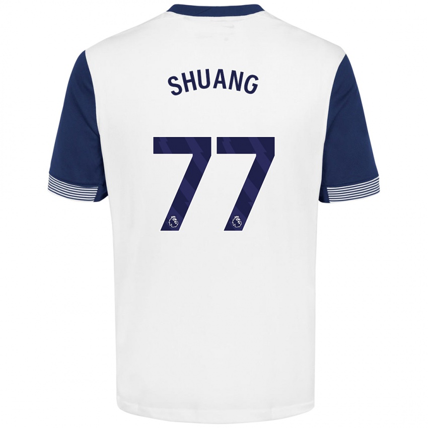 Kinder Wang Shuang #77 Weiß Blau Heimtrikot Trikot 2024/25 T-Shirt Österreich