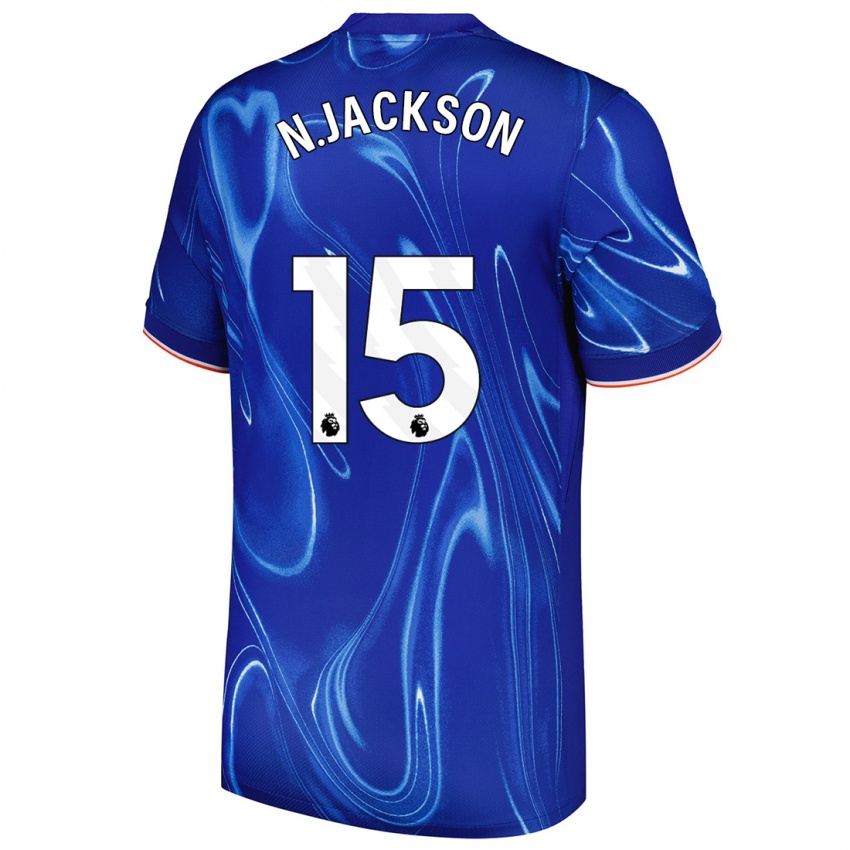 Kinder Nicolas Jackson #15 Blau Weiß Heimtrikot Trikot 2024/25 T-Shirt Österreich