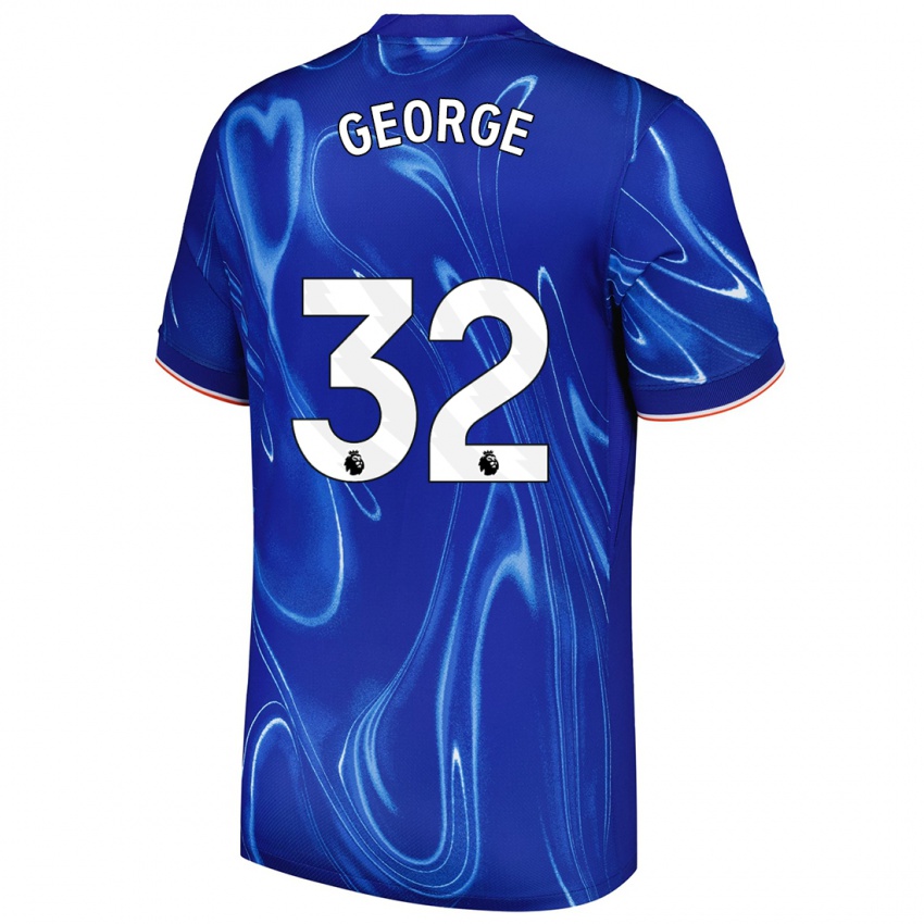 Kinder Tyrique George #32 Blau Weiß Heimtrikot Trikot 2024/25 T-Shirt Österreich