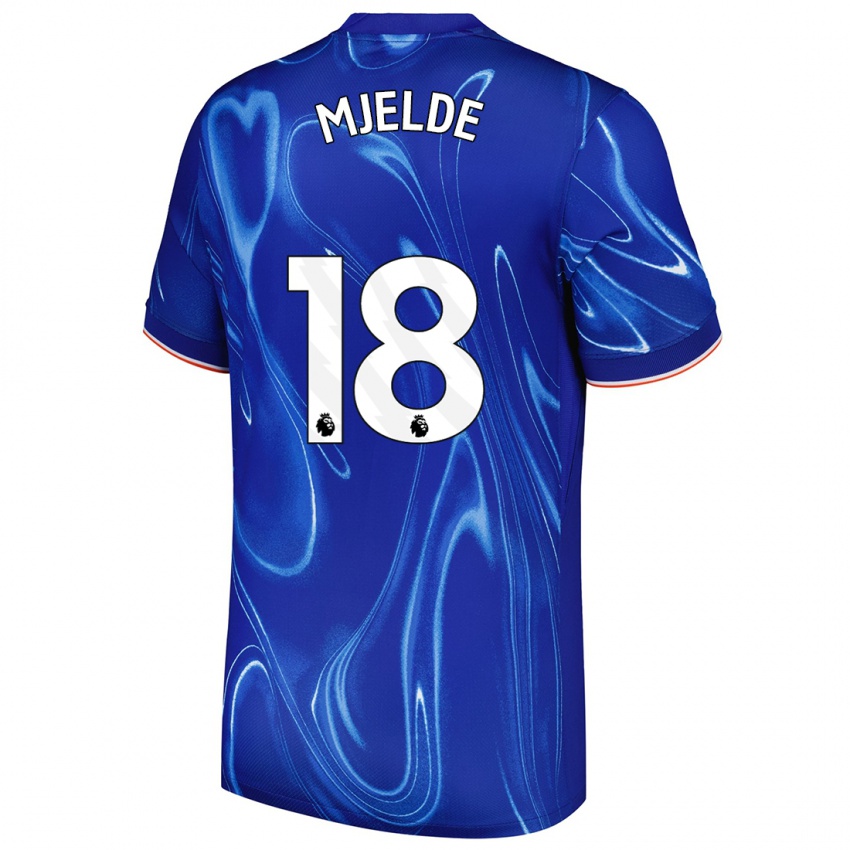 Kinder Maren Mjelde #18 Blau Weiß Heimtrikot Trikot 2024/25 T-Shirt Österreich