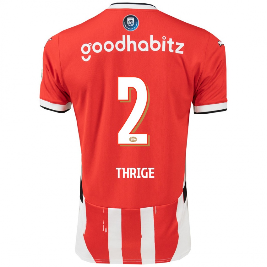 Kinder Sara Thrige #2 Rot Weiß Heimtrikot Trikot 2024/25 T-Shirt Österreich