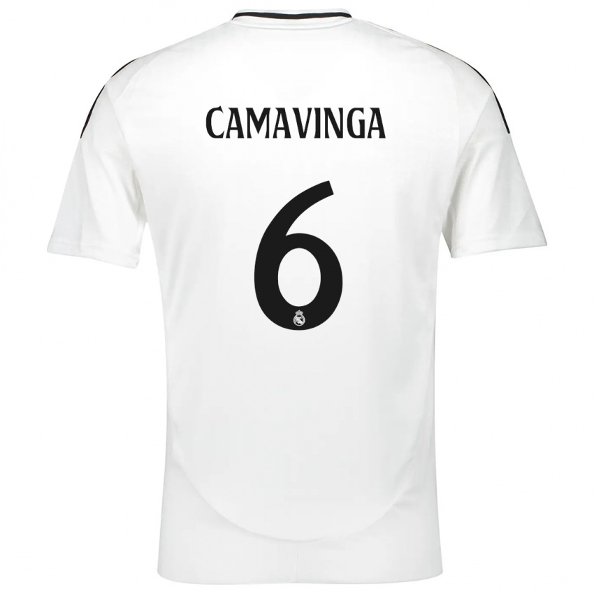 Kinder Eduardo Camavinga #6 Weiß Heimtrikot Trikot 2024/25 T-Shirt Österreich