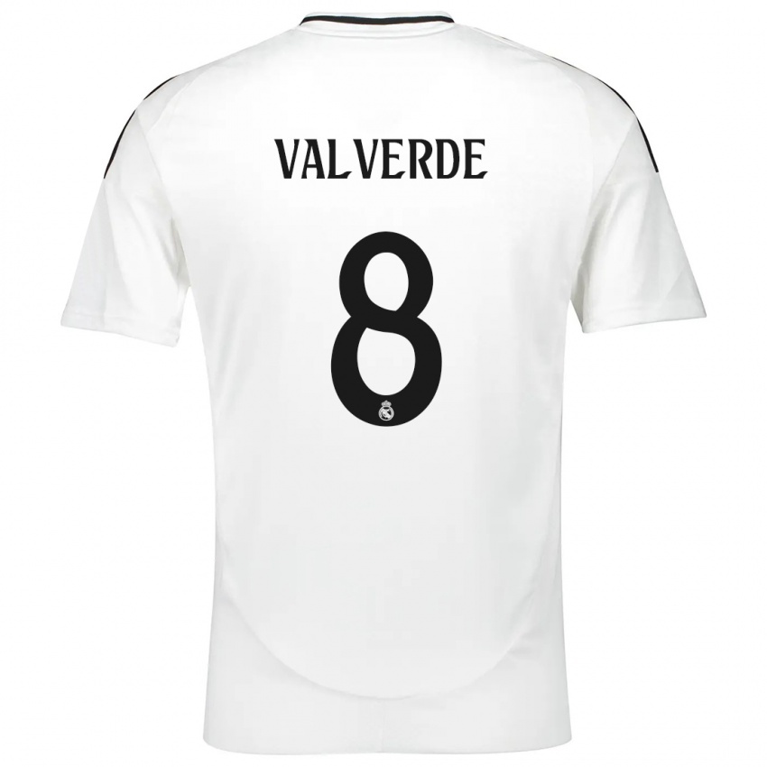 Kinder Federico Valverde #8 Weiß Heimtrikot Trikot 2024/25 T-Shirt Österreich