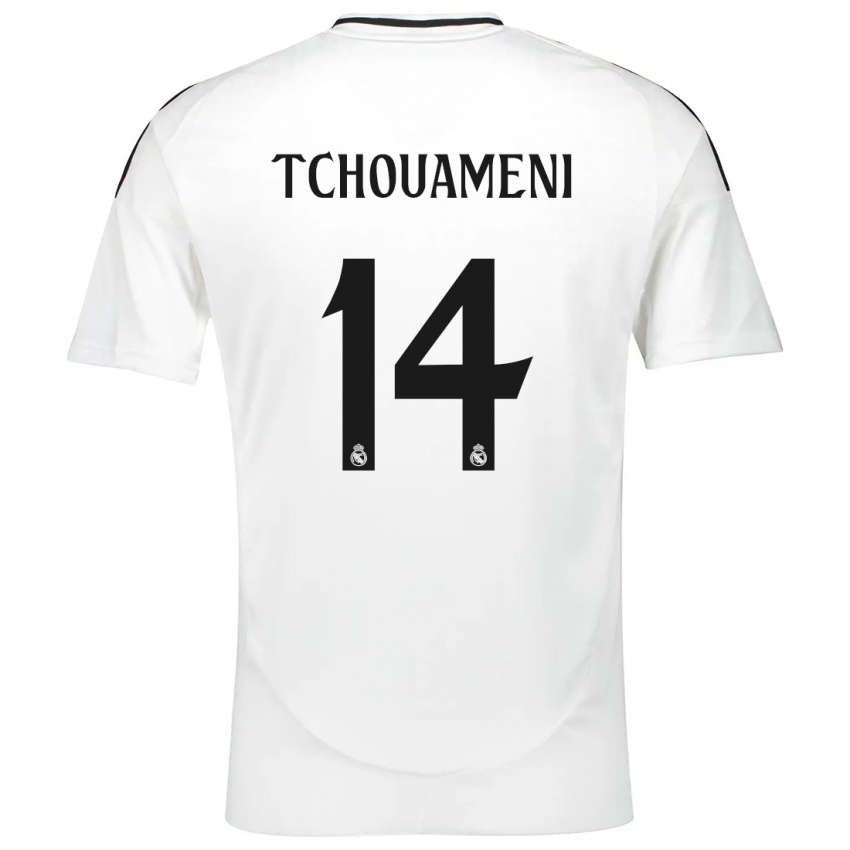 Kinder Aurelien Tchouameni #14 Weiß Heimtrikot Trikot 2024/25 T-Shirt Österreich