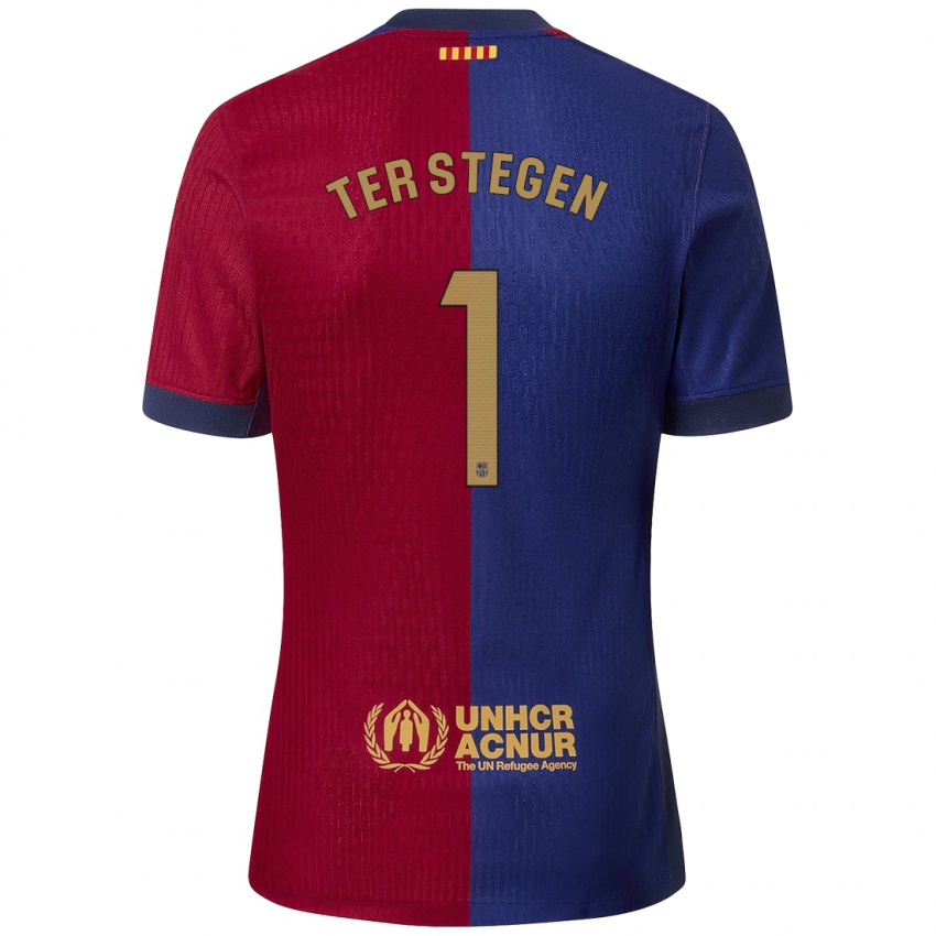 Kinder Marc-Andre Ter Stegen #1 Blau Rot Heimtrikot Trikot 2024/25 T-Shirt Österreich