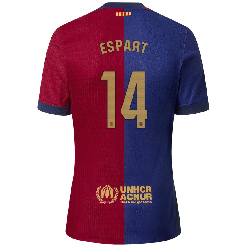 Kinder Xavi Espart #14 Blau Rot Heimtrikot Trikot 2024/25 T-Shirt Österreich