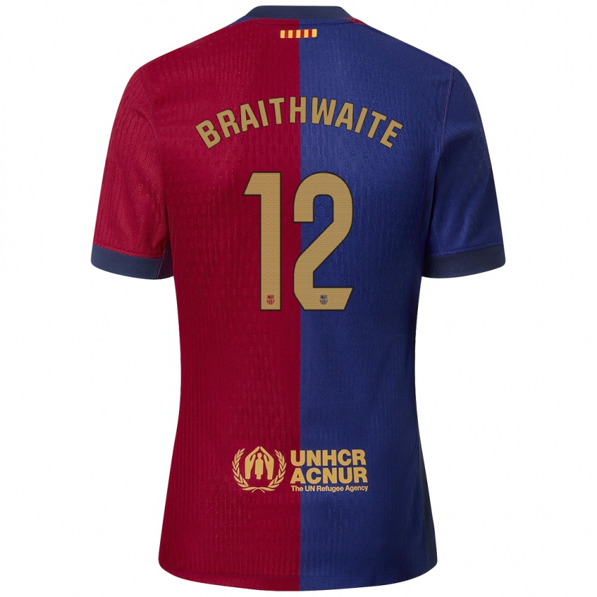 Kinder Martin Braithwaite #12 Blau Rot Heimtrikot Trikot 2024/25 T-Shirt Österreich