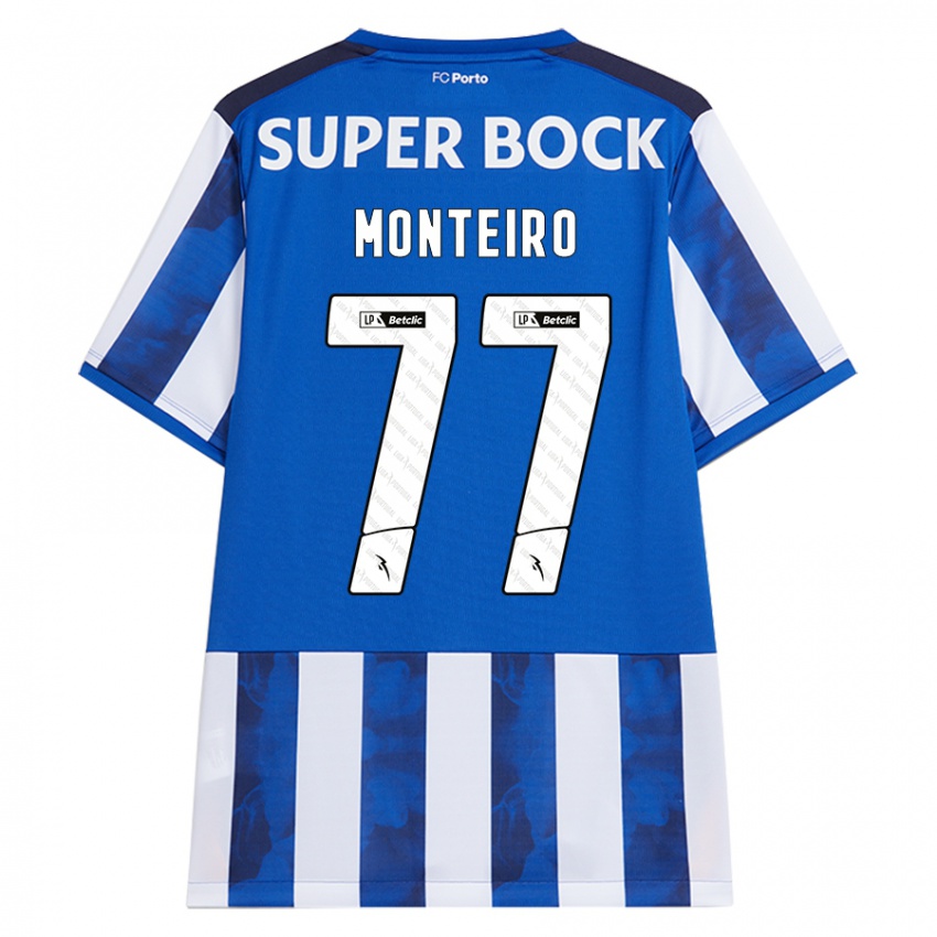 Kinder Rui Monteiro #77 Blau Weiß Heimtrikot Trikot 2024/25 T-Shirt Österreich