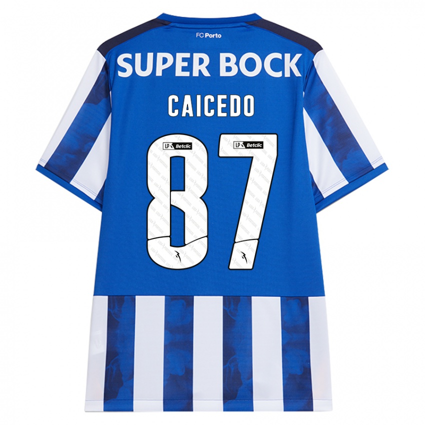 Kinder Brayan Caicedo #87 Blau Weiß Heimtrikot Trikot 2024/25 T-Shirt Österreich