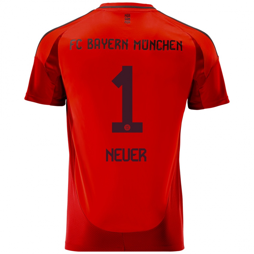 Kinder Manuel Neuer #1 Rot Heimtrikot Trikot 2024/25 T-Shirt Österreich