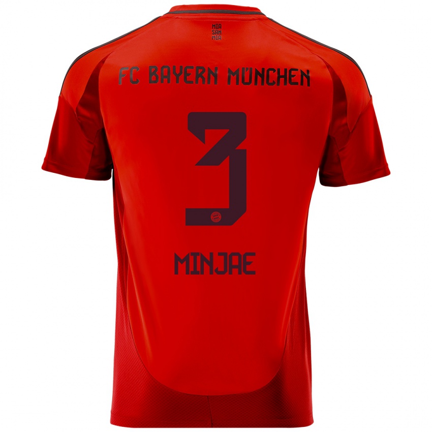 Kinder Min-Jae Kim #3 Rot Heimtrikot Trikot 2024/25 T-Shirt Österreich