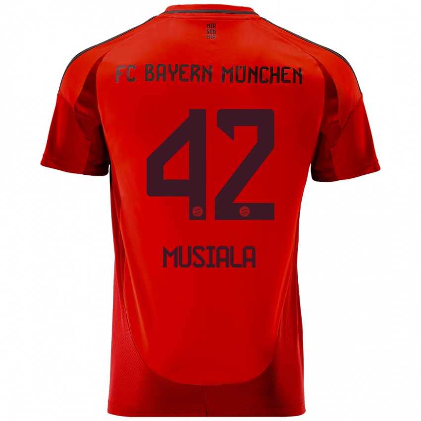 Kinder Jamal Musiala #42 Rot Heimtrikot Trikot 2024/25 T-Shirt Österreich